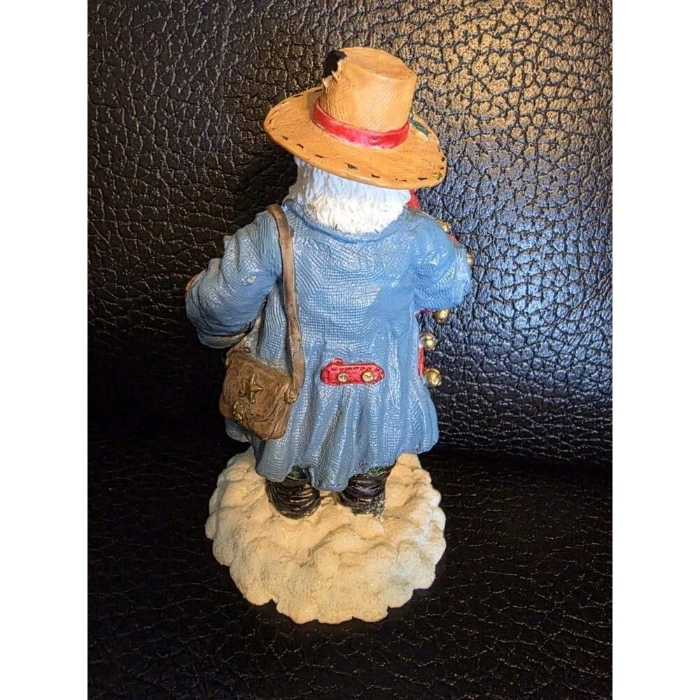 Santa Claus Holiday Workshop Figurine Straw Hat Candy Cane Christmas Resin 5